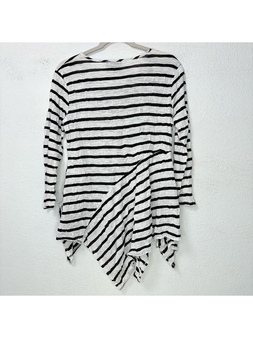 Vecceli Italy Lagenlook Asymmetrical Hem Stripe Tunic Top Fairy Grunge L - Picture 3 of 10